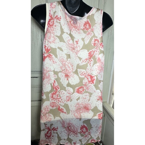 Tommy Bahama Sleeveless Sheer Tank Blouse With Tank Liner Sz M Floral Pattern - Picture 3 of 7